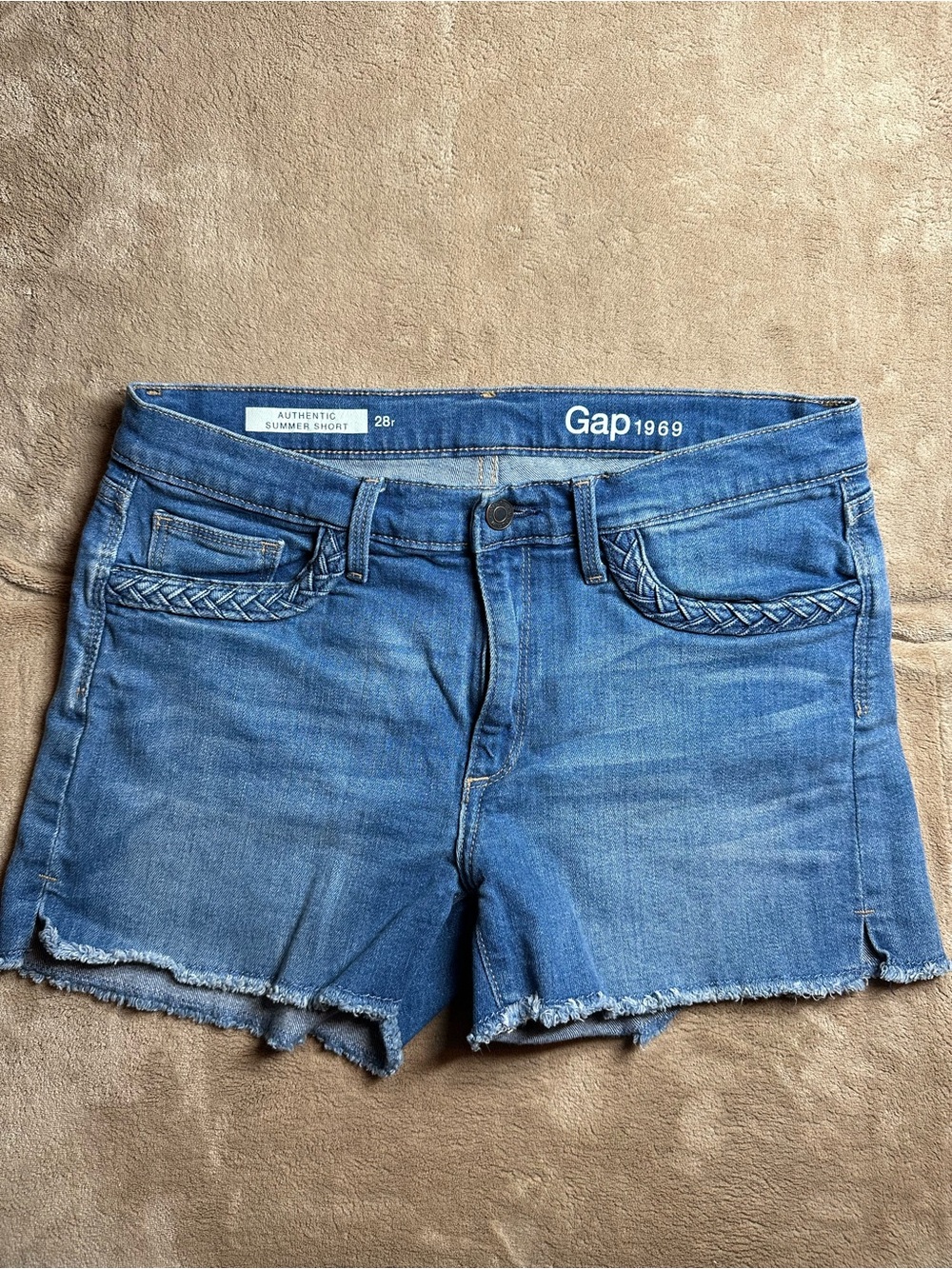 GAP 1969 Braided Trim Blue Denim Shorts